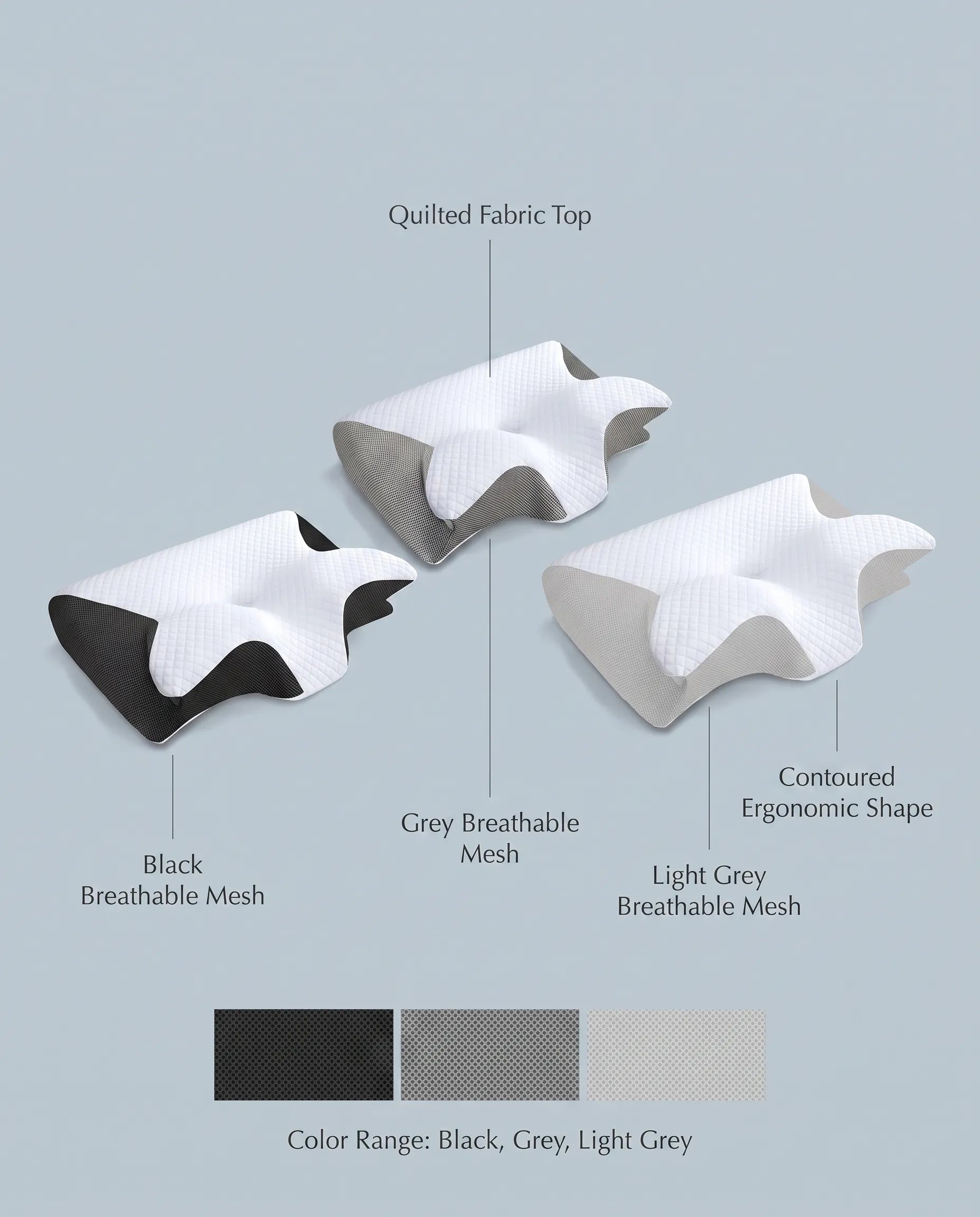 Breathable mesh, contoured shape