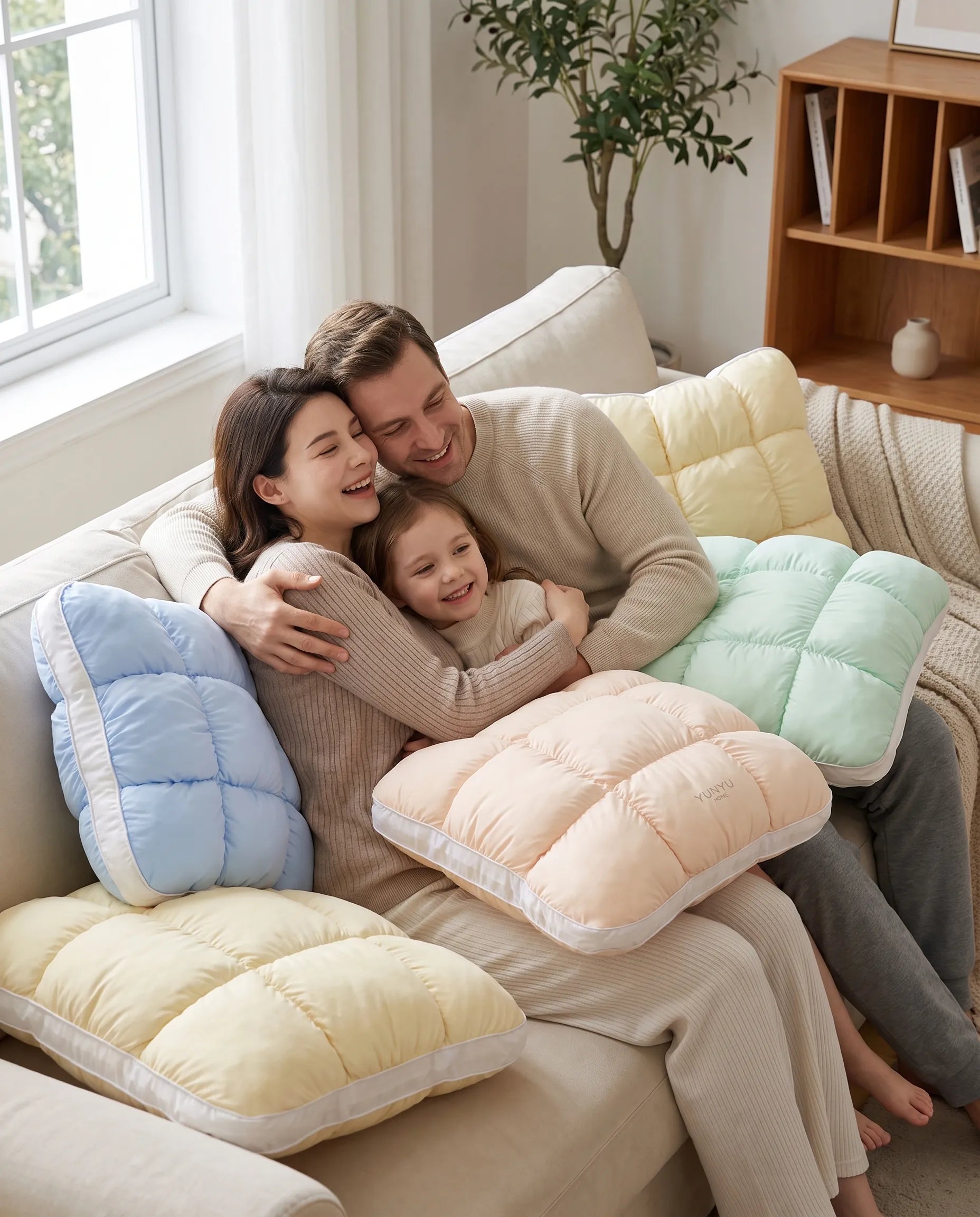 Family with the pillows