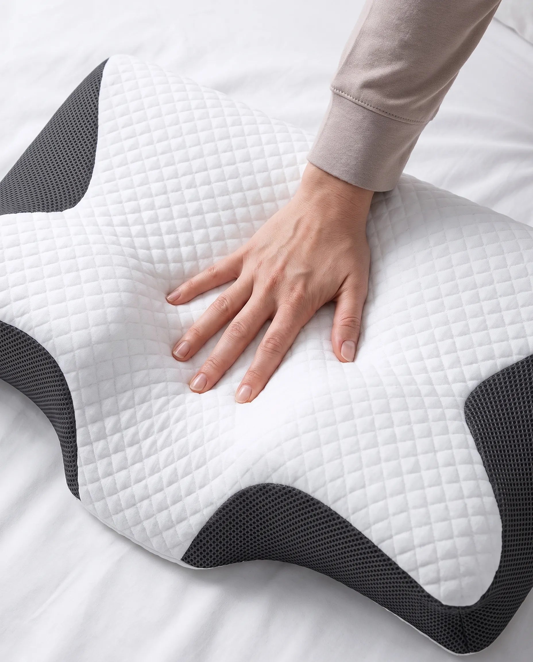 Pressing into the memory foam